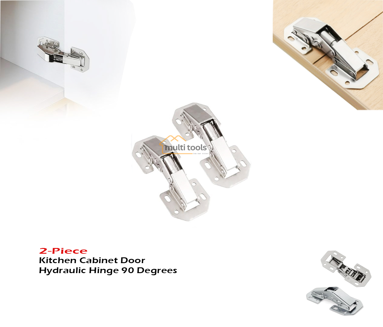 2Pcs Kitchen Cabinet Door Hydraulic Hinge 90 Degrees